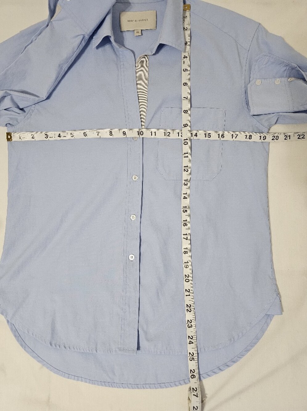 Brochu Walker Blue Button Front Shirt XS Cotton Blend Collared Long Sleeve Offic - Picture 8 of 8